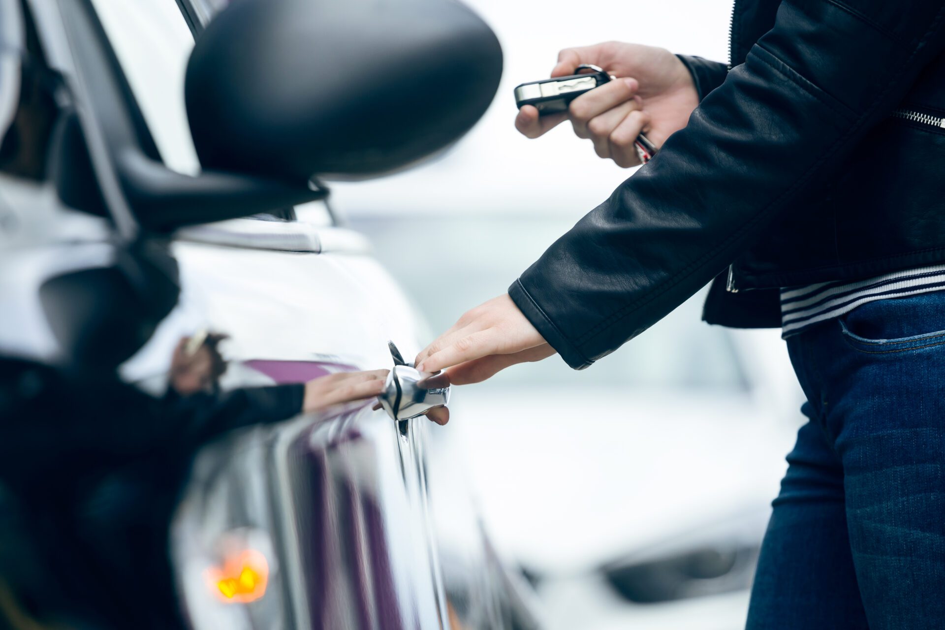 Women opening car door